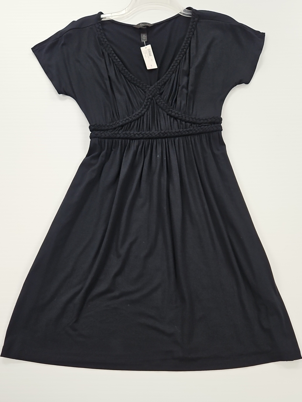 Soma Black Braided Waist V-Neck Short Sleeve Dress